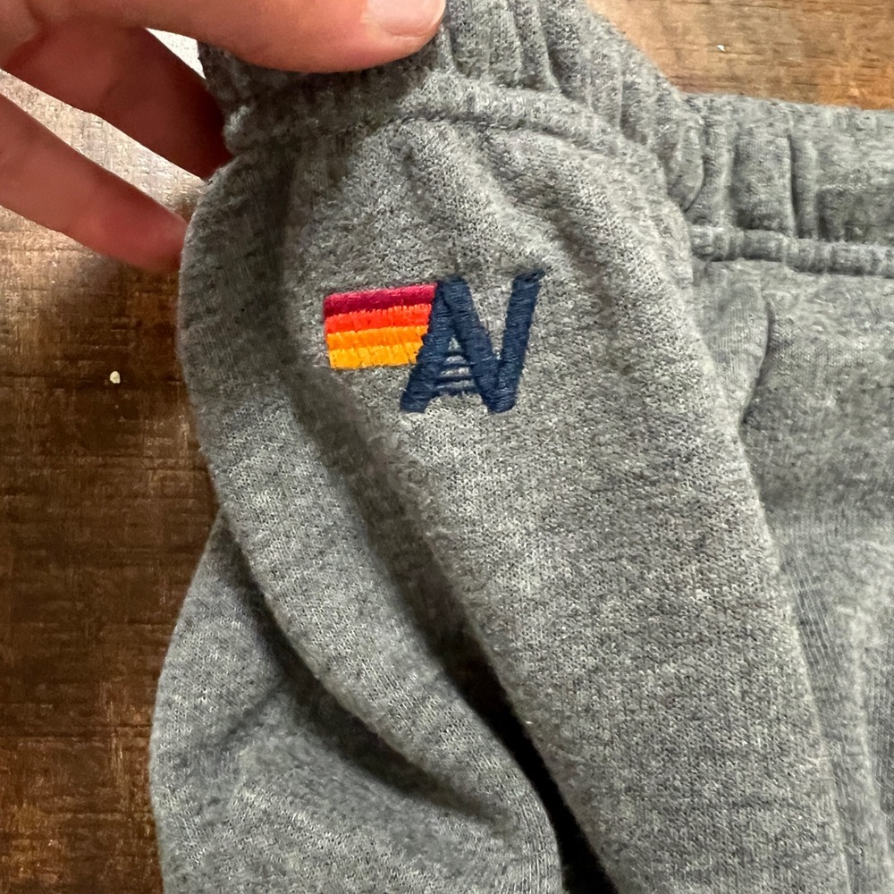 Gray Aviator Nation sweatpants with black bolt - Picture 2 of 5
